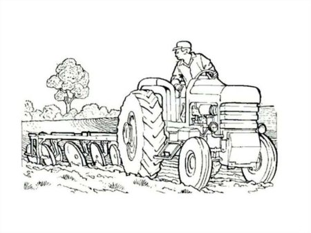 Трактор с плугом раскраска для детей