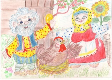 Детские рисунки Курочка Ряба