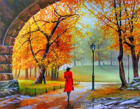 Осенний парк живопись