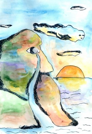 Рисунок Михаила Юрьевича Лермонтова Утес