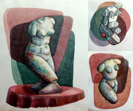 Скульптура в музее и на улице.изо