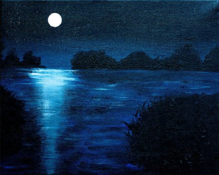 Река ночью живопись