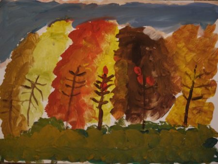 Рисование осенний лес в старшей группе