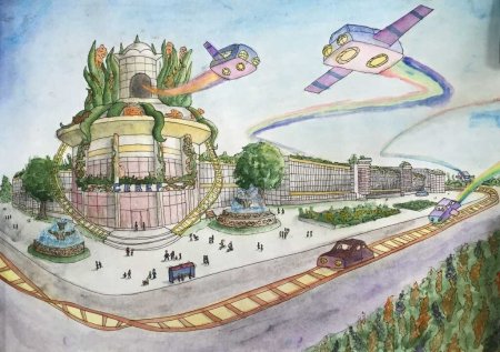 Город будущего рисунок