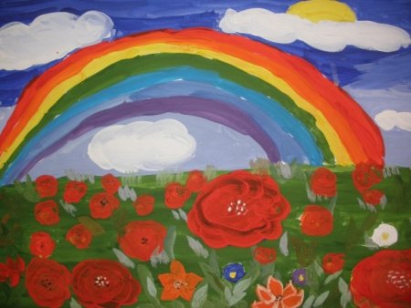 Рисуем радугу красками