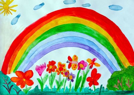 Рисование Радуга в детском саду