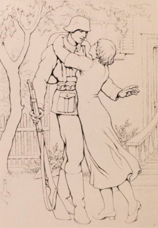 Солдат и девушка рисунок карандашом