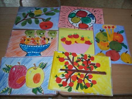 Рисование яблока в средней группе