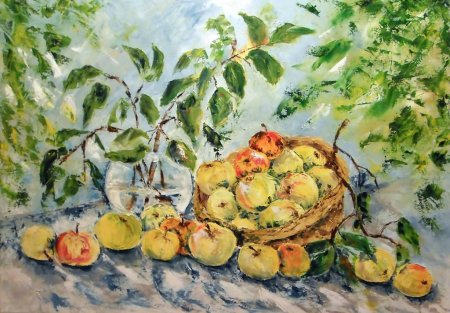 Яблочный спас акварель и живопись