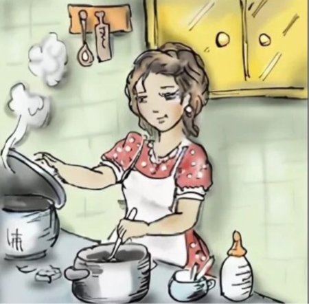 Дети помогают маме на кухне картина для детей