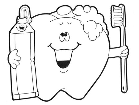 Зуб раскраска для детей