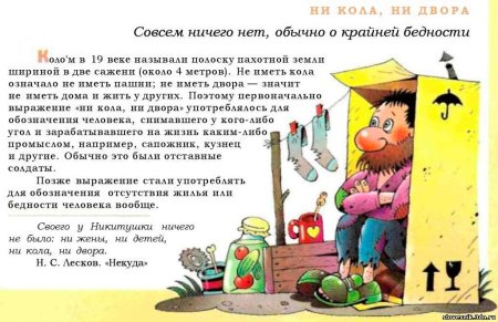 Ни кола ни двора рисунок к фразеологизму