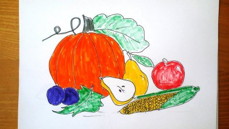 Осенний натюрморт акварелью