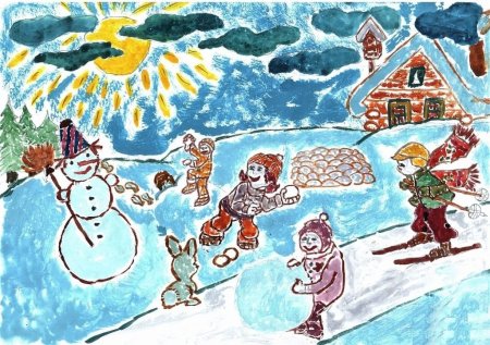 Рисунок зимние забавы 4 класс