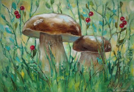 Грибы в живописи маслом
