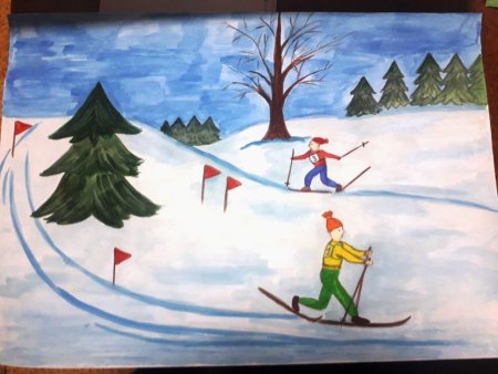 Зимний спорт рисование