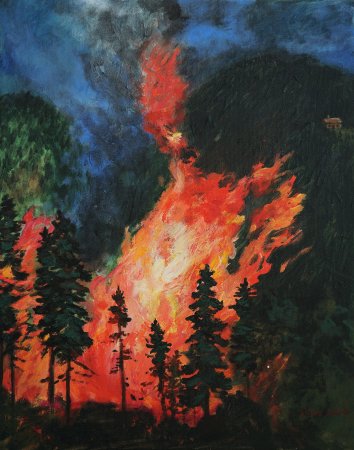 Лесной пожар живопись