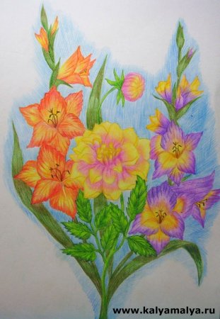 Рисование весенний букет