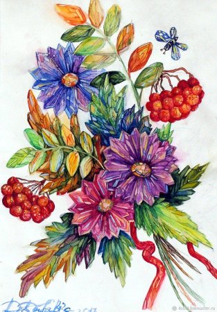 Ваза с цветами красками для детей