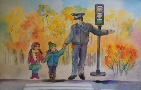 Детские рисунки про полицию