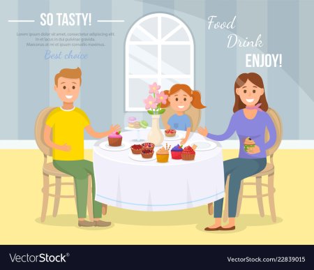 Семейное чаепитие вектор