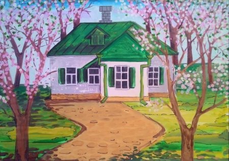 Пейзаж с домом легкий