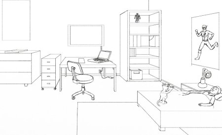 Комната школьника раскраска