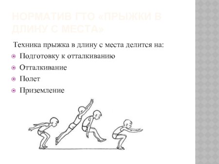 Фазы прыжка в длину с места