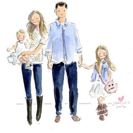 Стильная семья рисунок