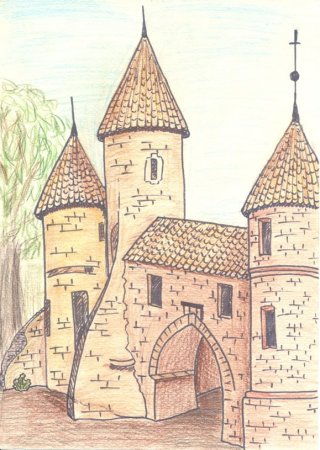 Средневековый город рисунок