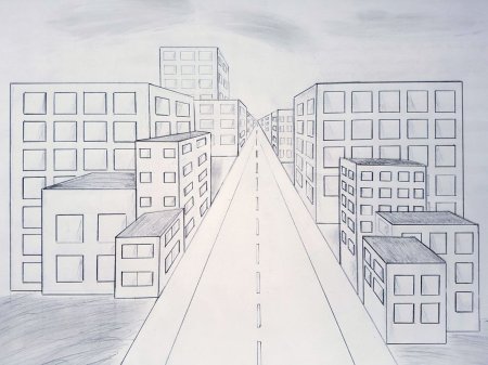 Пейзаж города линейная перспектива