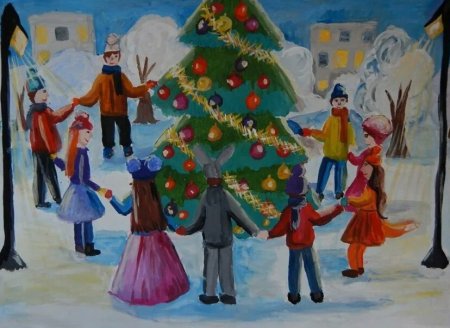 Рисование новогодний праздник