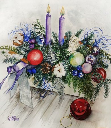 Новогодняя композиция рисунок