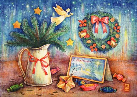 Новогодние Акварельные иллюстрации