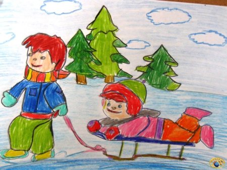 Зимние забавы рисунок для детей