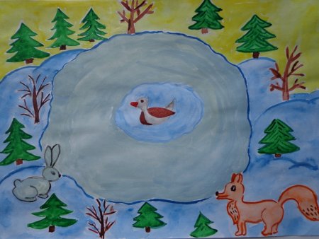 Рисование Мамина Сибиряка серая шейка