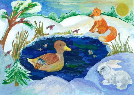 Рисование Мамина Сибиряка серая шейка