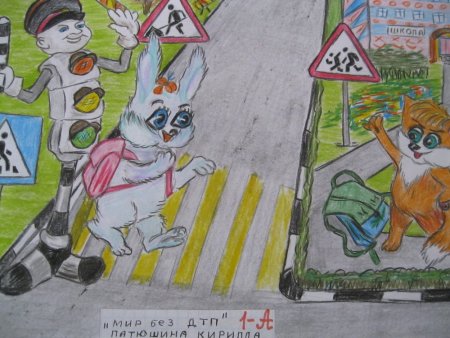 Выставка детских рисунков на тему: «дорожное движение»