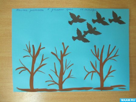 Рисование птицы улетают на Юг