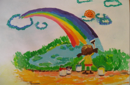 Мальчик и девочка на облаке