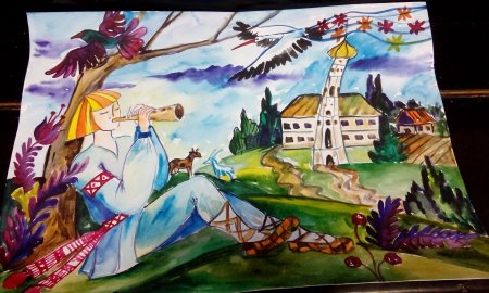 Пейзаж лета карандашом