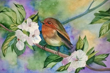 Весна акварельными карандашами