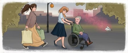 Помощь пожилым иллюстрация