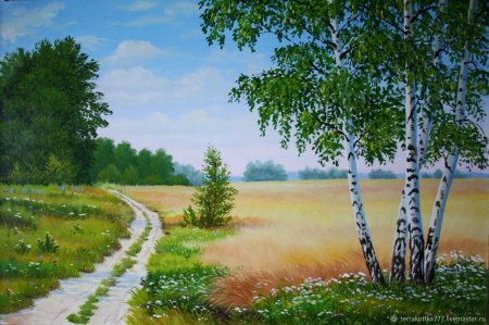 Летний пейзаж гуашью