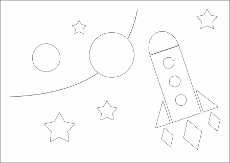 Аппликация из геометрических фигур космос