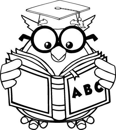 Раскраска Сова с книгой для детей