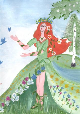 Рисунок красавица Весна для детей
