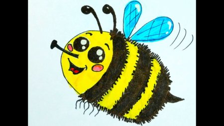 Пчелка красками рисование для ребенка