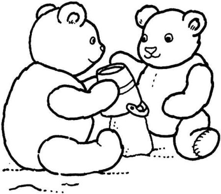 Два жадных медвежонка раскраска для детей