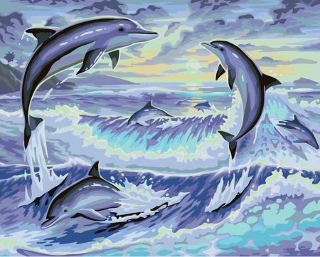 Алмазная живопись дельфины 40x50